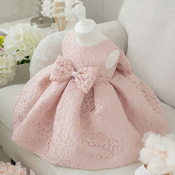 Luna Flower Baby Girls Formal Lace Peach Dress Gown Bridesmaid Birthday Gift